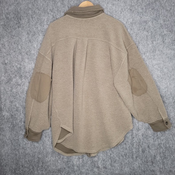 Free People Ruby Oversized Shirt Jacket Fleece Button Down Brown Read - Picture 2 of 14